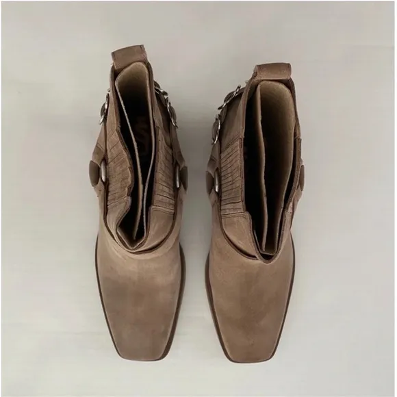 NIB Sam Edelman Bellamie Western Harness Cowgirl Ankle BootsDeep Taupe 8M 38