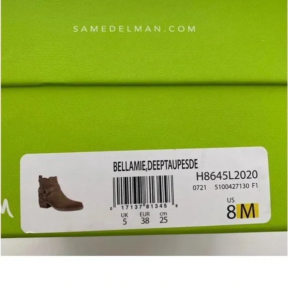 NIB Sam Edelman Bellamie Western Harness Cowgirl Ankle BootsDeep Taupe 8M 38