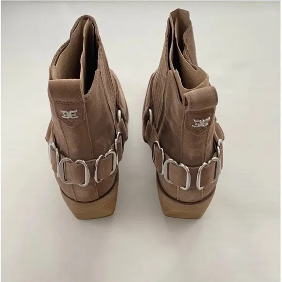 NIB Sam Edelman Bellamie Western Harness Cowgirl Ankle BootsDeep Taupe 8M 38
