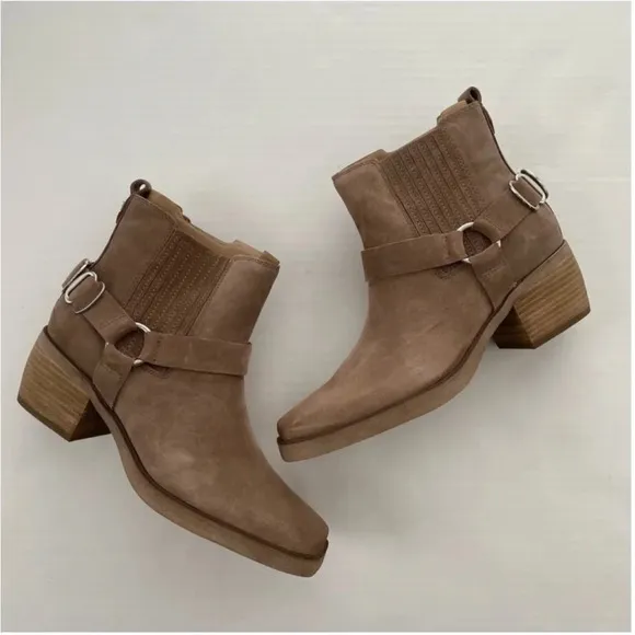 NIB Sam Edelman Bellamie Western Harness Cowgirl Ankle BootsDeep Taupe 8M 38