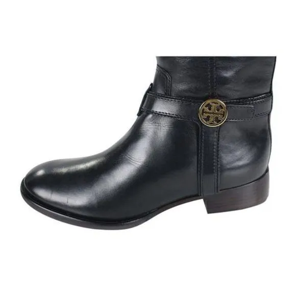 NIB Tory Burch Black Leather Bristol Riding Boots size 7.5 $595