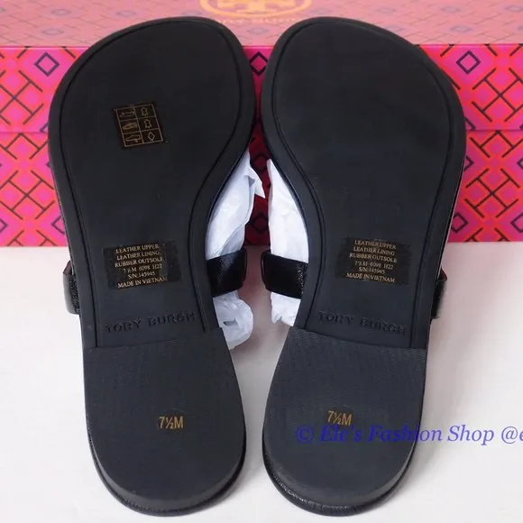 NIB Tory Burch Crystal Embellished Miller Pave Sandal BLACK US 7.5 8 AUTHENTIC