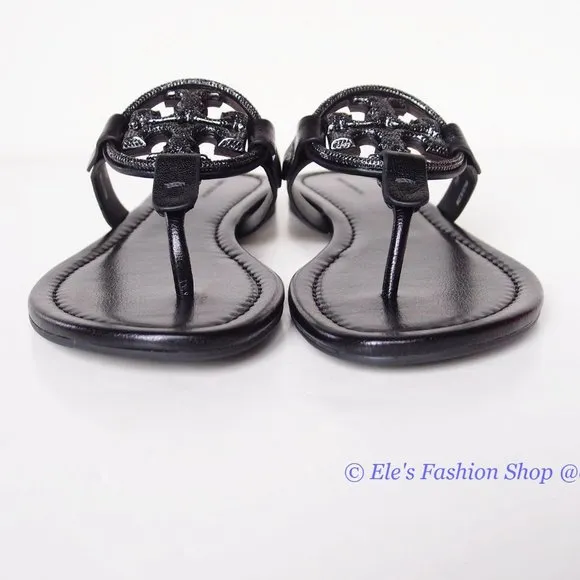 NIB Tory Burch Crystal Embellished Miller Pave Sandal BLACK US 7.5 8 AUTHENTIC