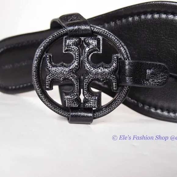 NIB Tory Burch Crystal Embellished Miller Pave Sandal BLACK US 7.5 8 AUTHENTIC