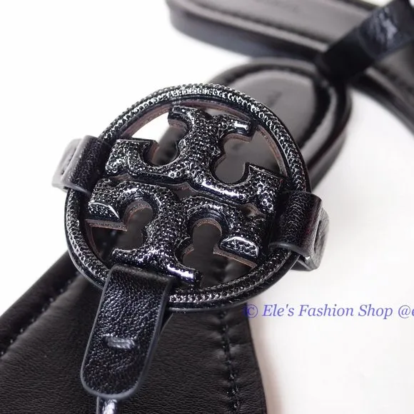NIB Tory Burch Crystal Embellished Miller Pave Sandal BLACK US 7.5 8 AUTHENTIC