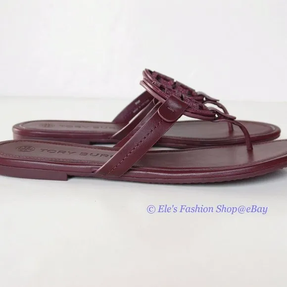 NIB Tory Burch Crystal Embellished Miller Sandal Burgundy Red US 6 6.5 7 7.5 9