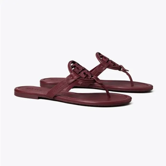 NIB Tory Burch Crystal Embellished Miller Sandal Burgundy Red US 6 6.5 7 7.5 9