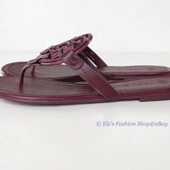 NIB Tory Burch Crystal Embellished Miller Sandal Burgundy Red US 6 6.5 7 7.5 9