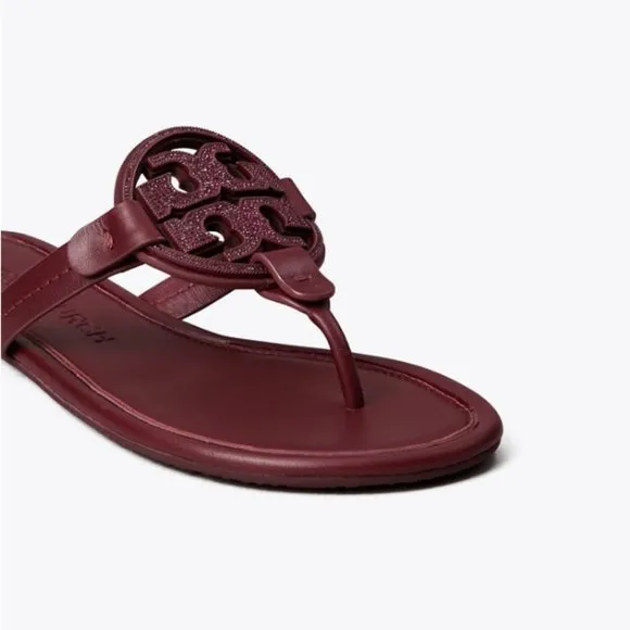 NIB Tory Burch Crystal Embellished Miller Sandal Burgundy Red US 6 6.5 7 7.5 9