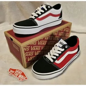 NIB VANS OLD SKOOL WARD YACHT CLUB SHOES RED, WHITE, BLACK YOUTH SIZE 2