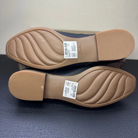 NIB Womans Clarks Juliet Palm slip on black loafers size 8.5M