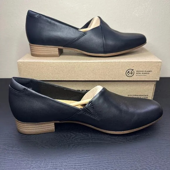 NIB Womans Clarks Juliet Palm slip on black loafers size 8.5M