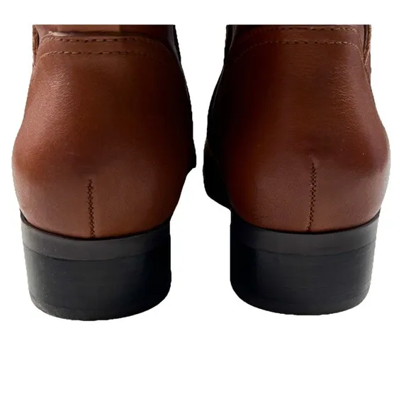 NIB Women's Steampunk Western Brown Leather Knee High Boots Size 7 Wide Calf