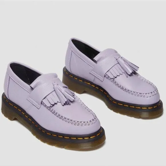 🩵NIB Dr. Martens Frosted Lavender Adrian Virginia Leather Tassle Loafers Size 8