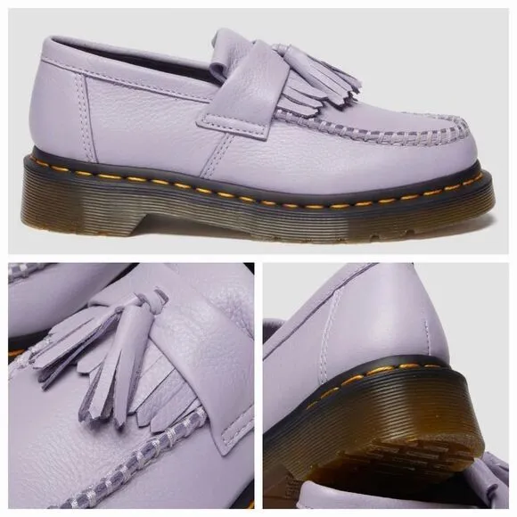 🩵NIB Dr. Martens Frosted Lavender Adrian Virginia Leather Tassle Loafers Size 9