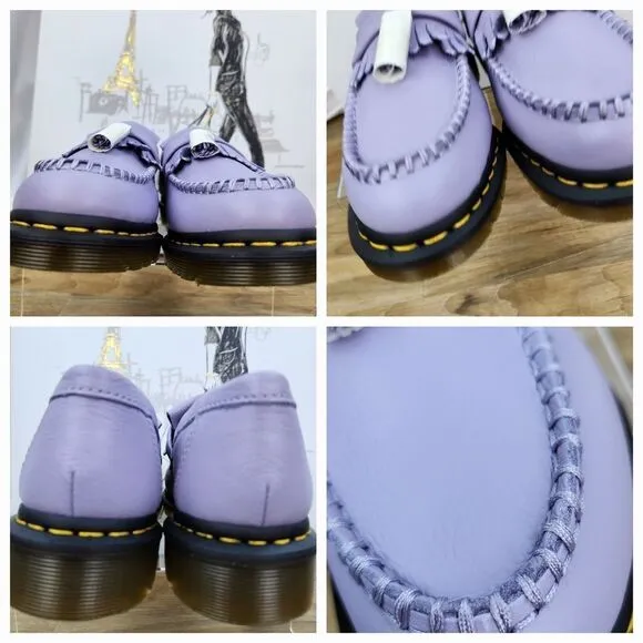 🩵NIB Dr. Martens Frosted Lavender Adrian Virginia Leather Tassle Loafers Size 9