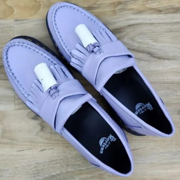 🩵NIB Dr. Martens Frosted Lavender Adrian Virginia Leather Tassle Loafers Size 9