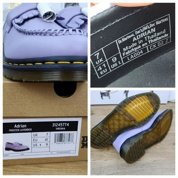 🩵NIB Dr. Martens Frosted Lavender Adrian Virginia Leather Tassle Loafers Size 9