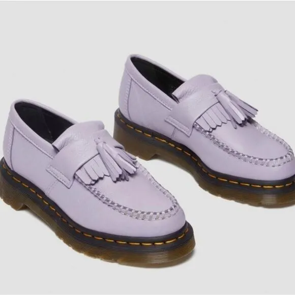 🩵NIB Dr. Martens Frosted Lavender Adrian Virginia Leather Tassle Loafers Size 9
