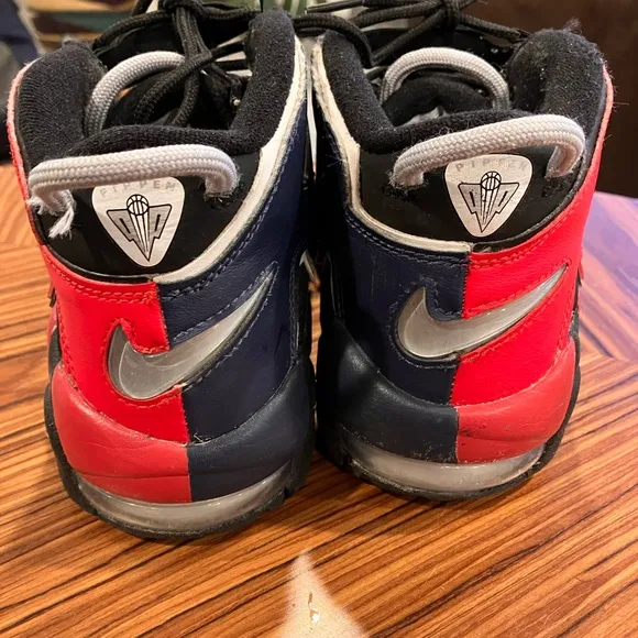 Nike ‘96 air uptempo split, red and blue, size 5.5y, good condition