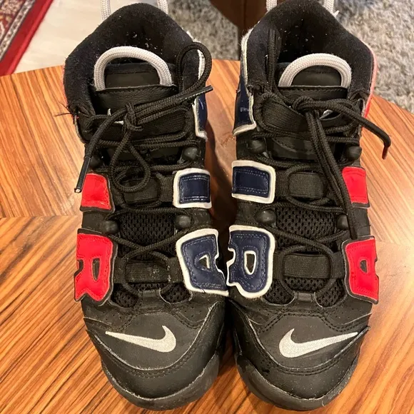 Nike ‘96 air uptempo split, red and blue, size 5.5y, good condition