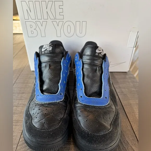 Nike Air Force 1 (Custom Made/Ordered) Black &amp; Blue Men's Sneakers Size 10