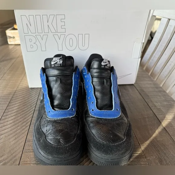 Nike Air Force 1 (Custom Made/Ordered) Black &amp; Blue Men's Sneakers Size 10