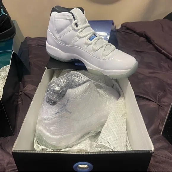 Nike Air Jordan Retro 11 White and Blue Sneakers