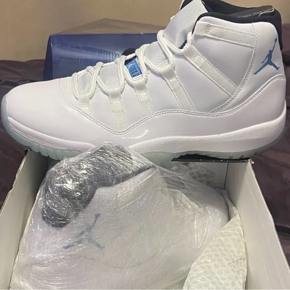 Nike Air Jordan Retro 11 White and Blue Sneakers