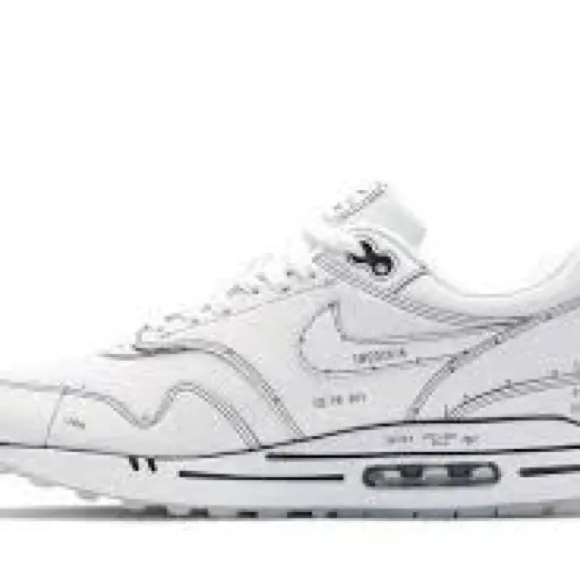 Nike Air Max 1 Sketch to Shelf White Sneakers with Black Accents