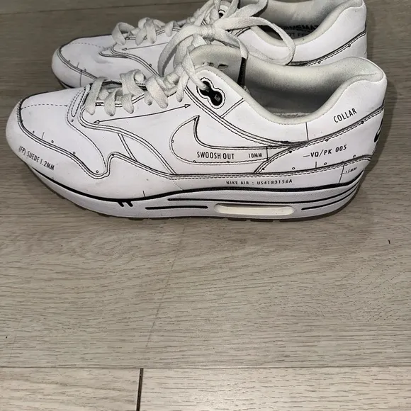 Nike Air Max 1 Sketch to Shelf White Sneakers with Black Accents