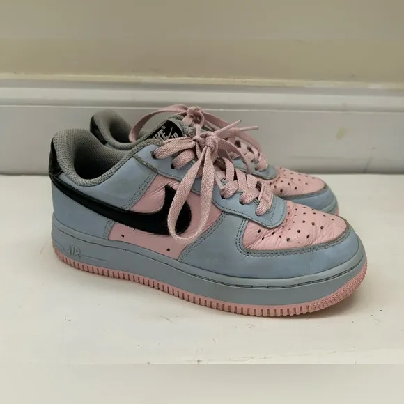 Nike By You Air Force 1 Leather Low Pink/White/Blue/Creme women’s size 5
