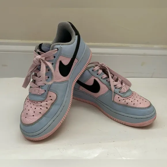 Nike By You Air Force 1 Leather Low Pink/White/Blue/Creme women’s size 5