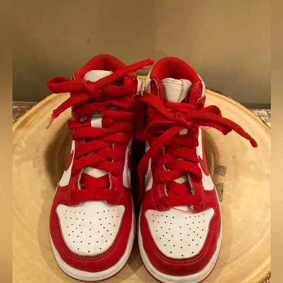 Nike Dunk High PS Boys Sz-11C Red Athletic Running Basketball Shoes Sneakers