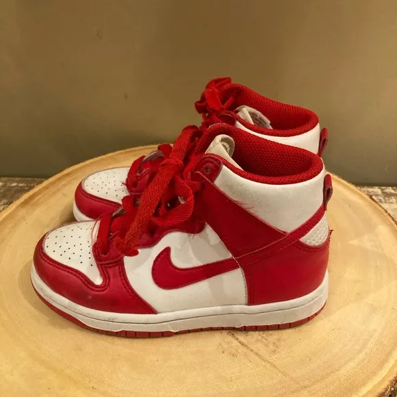 Nike Dunk High PS Boys Sz-11C Red Athletic Running Basketball Shoes Sneakers