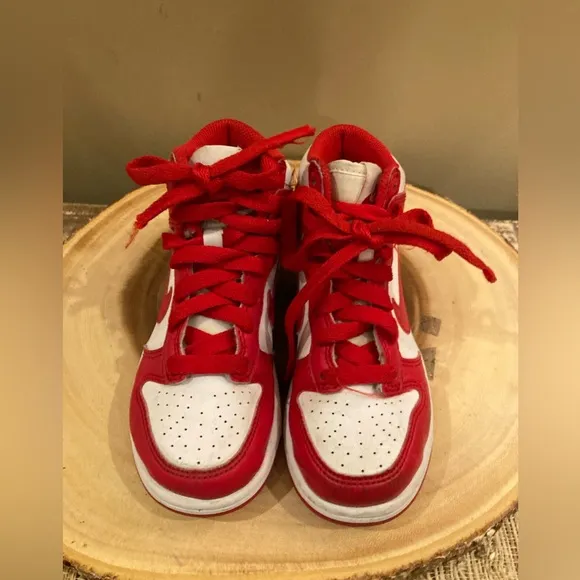 Nike Dunk High PS Boys Sz-11C Red Athletic Running Basketball Shoes Sneakers