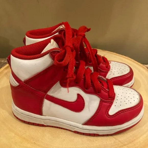 Nike Dunk High PS Boys Sz-11C Red Athletic Running Basketball Shoes Sneakers