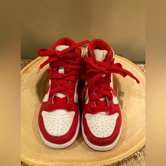 Nike Dunk High PS Boys Sz-11C Red Athletic Running Basketball Shoes Sneakers
