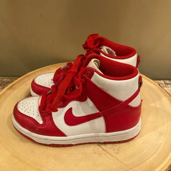 Nike Dunk High PS Boys Sz-11C Red Athletic Running Basketball Shoes Sneakers