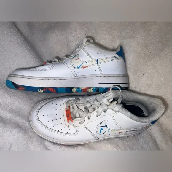 Nike Kids Air Force 1 LV8 PS “Swoosh Pack” Sneakers | White | Multicolor |