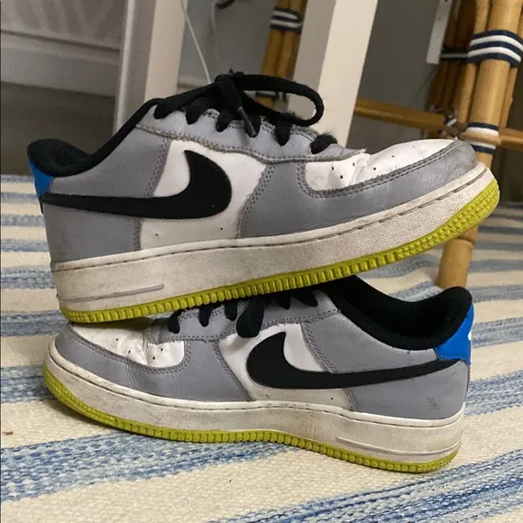 Nike Kids' Gray and Blue Air Force 1