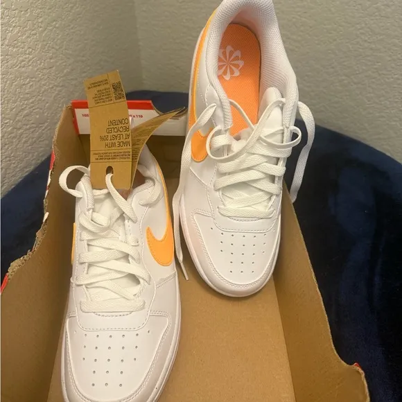 Nike Kids White and Orange Sneakers