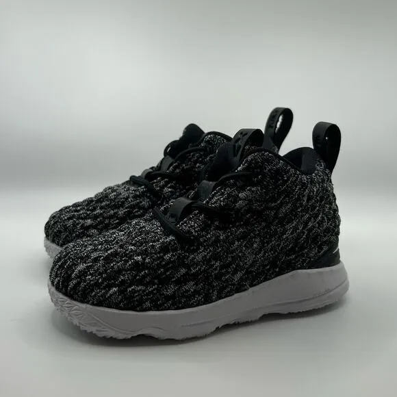 Nike Lebron 15 Toddler &quot;Ashes&quot;, Size 6c, 922809-002 Black Gray White Hi-Top Lace