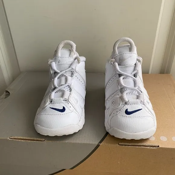 Nike Toddler Air Uptempo White/Midnight Blue Sneakers- SZ 6 C