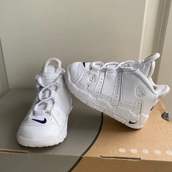 Nike Toddler Air Uptempo White/Midnight Blue Sneakers- SZ 6 C