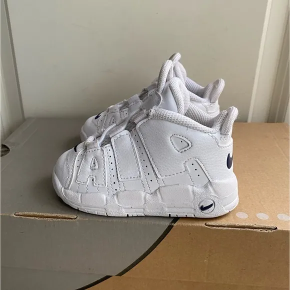 Nike Toddler Air Uptempo White/Midnight Blue Sneakers- SZ 6 C