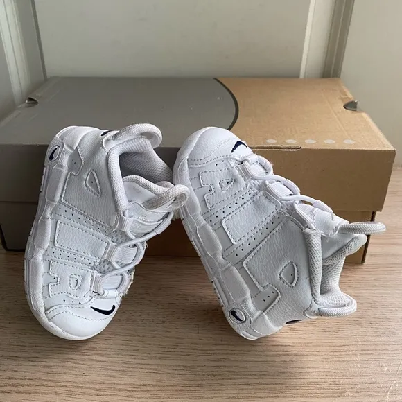 Nike Toddler Air Uptempo White/Midnight Blue Sneakers- SZ 6 C