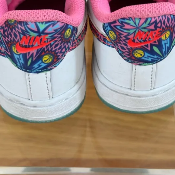 Nike White Airforce 1 Sneakers with Pink Accents