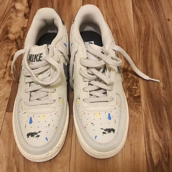 Nike White and Blue Sneakers with Artistic Design
