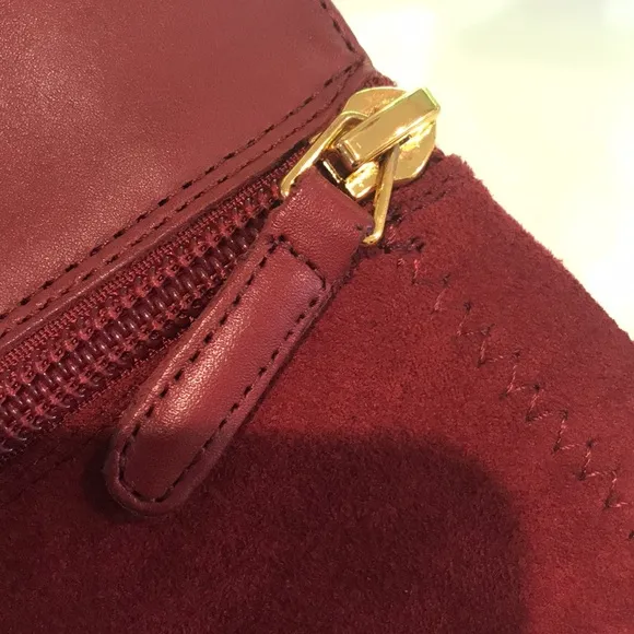 Nine West Fallon Burgundy Leather and Suede wide calf boots
